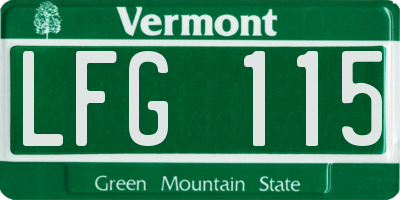 VT license plate LFG115