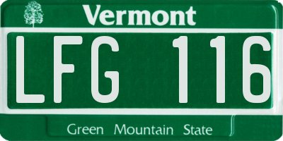 VT license plate LFG116