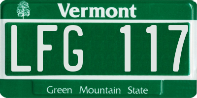 VT license plate LFG117