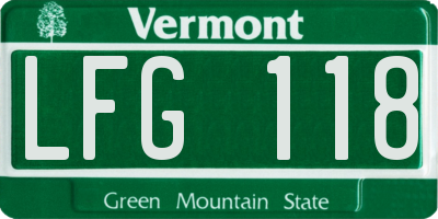 VT license plate LFG118