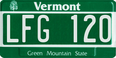 VT license plate LFG120
