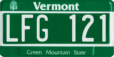 VT license plate LFG121