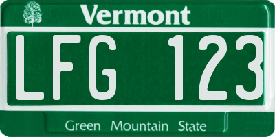 VT license plate LFG123