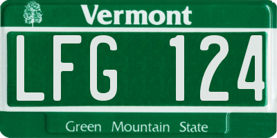 VT license plate LFG124