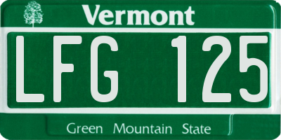VT license plate LFG125