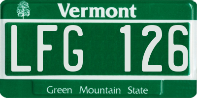 VT license plate LFG126