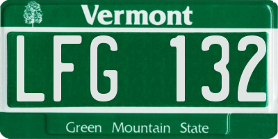 VT license plate LFG132