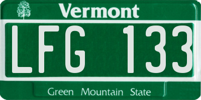 VT license plate LFG133