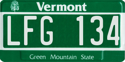 VT license plate LFG134