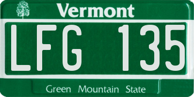 VT license plate LFG135
