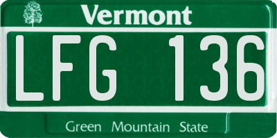 VT license plate LFG136