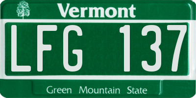 VT license plate LFG137