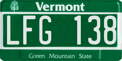 VT license plate LFG138