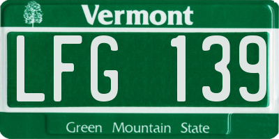 VT license plate LFG139
