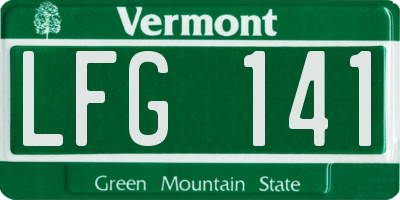 VT license plate LFG141