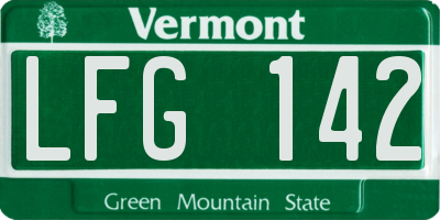 VT license plate LFG142
