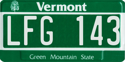 VT license plate LFG143