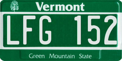 VT license plate LFG152