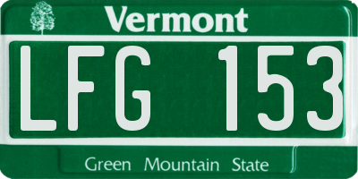 VT license plate LFG153