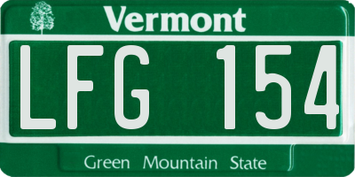 VT license plate LFG154