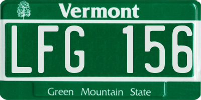 VT license plate LFG156
