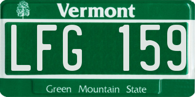 VT license plate LFG159