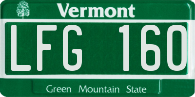 VT license plate LFG160