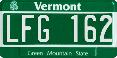 VT license plate LFG162