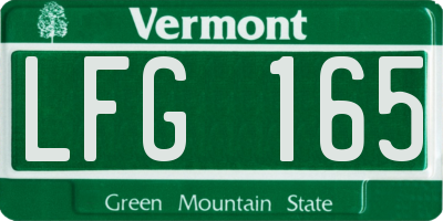 VT license plate LFG165