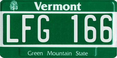 VT license plate LFG166