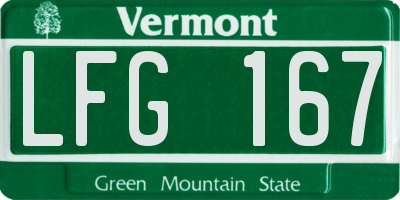 VT license plate LFG167