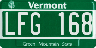 VT license plate LFG168