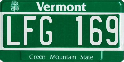 VT license plate LFG169