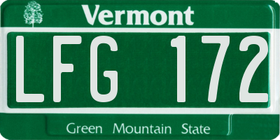 VT license plate LFG172