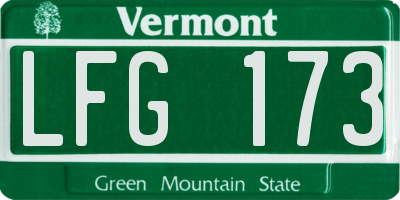 VT license plate LFG173