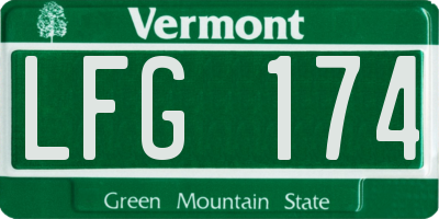 VT license plate LFG174