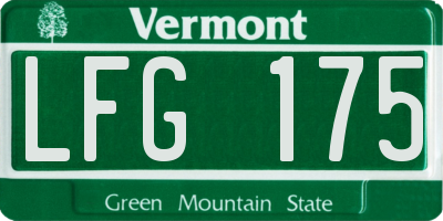 VT license plate LFG175