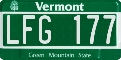 VT license plate LFG177