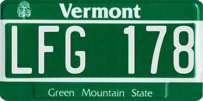VT license plate LFG178