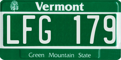 VT license plate LFG179