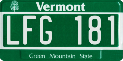 VT license plate LFG181