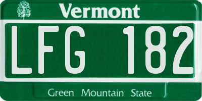 VT license plate LFG182