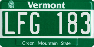 VT license plate LFG183