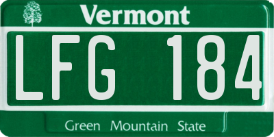 VT license plate LFG184