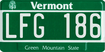 VT license plate LFG186