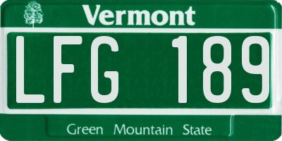 VT license plate LFG189