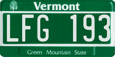 VT license plate LFG193