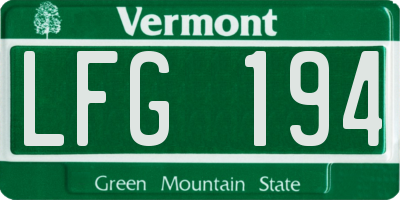 VT license plate LFG194