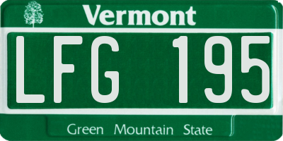 VT license plate LFG195