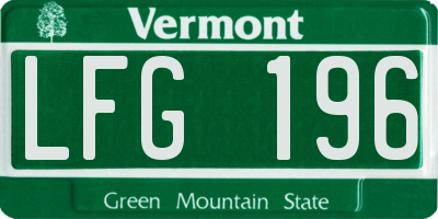 VT license plate LFG196